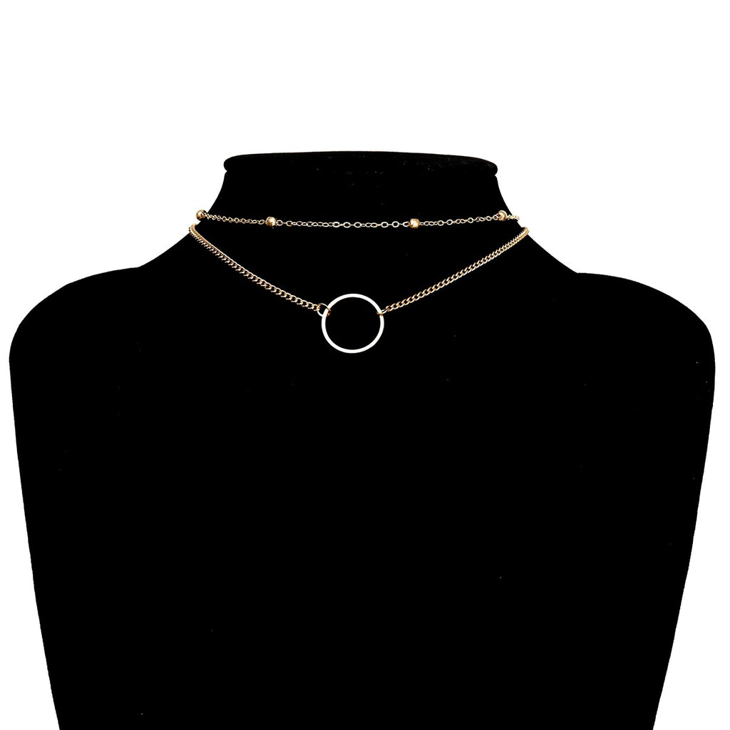 New Arrival Fashion Modern Choker Necklace Two Layers Round Necklaces Gold Jewelry
