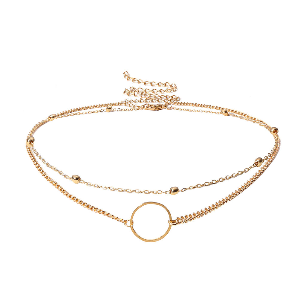 New Arrival Fashion Modern Choker Necklace Two Layers Round Necklaces Gold Jewelry