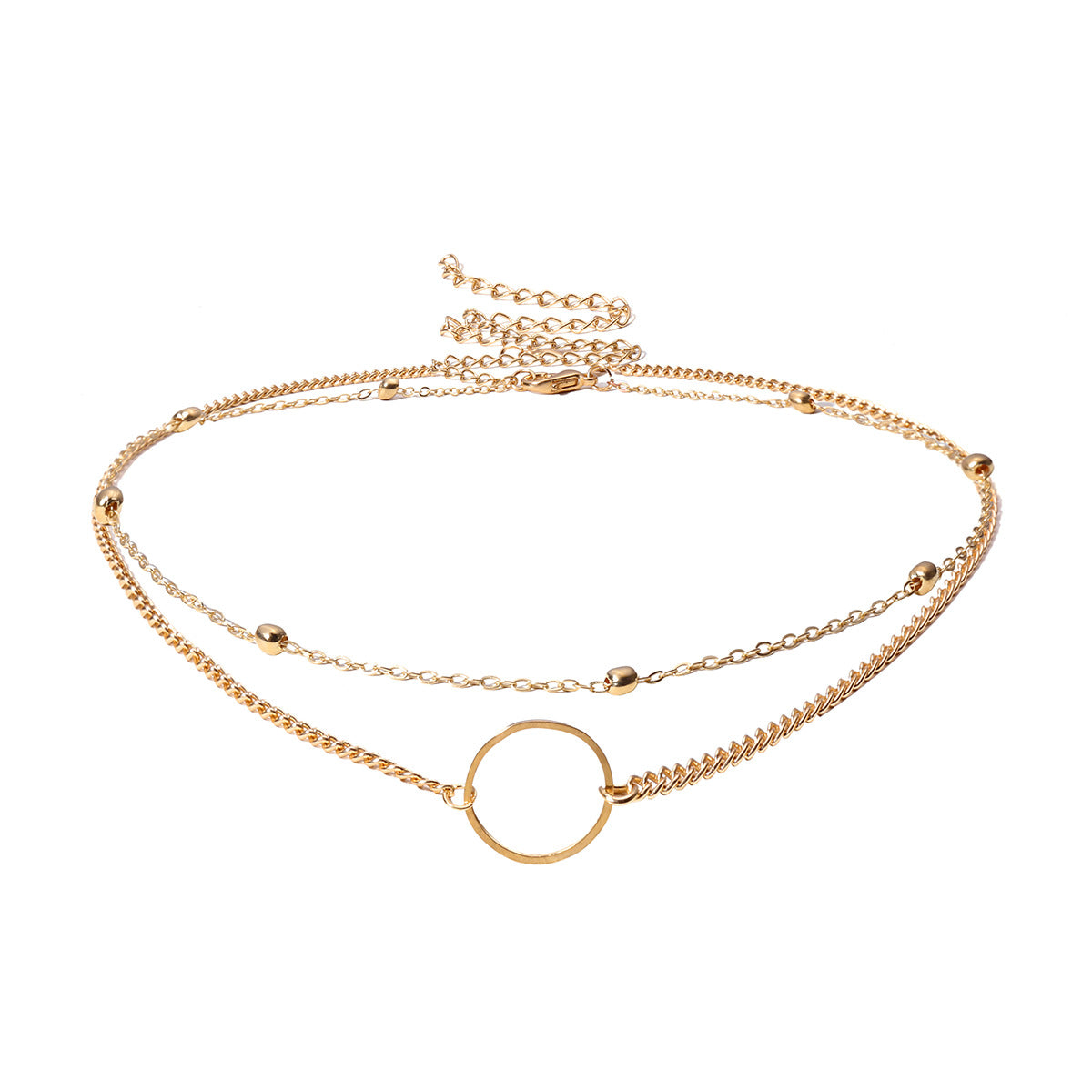 New Arrival Fashion Modern Choker Necklace Two Layers Round Necklaces Gold Jewelry