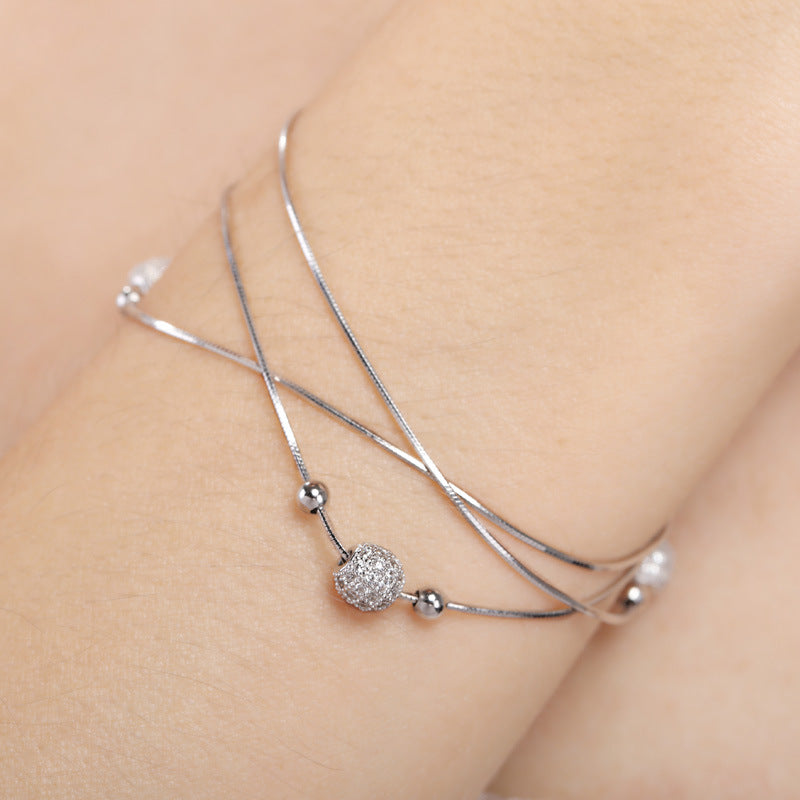 Personality Small  Bracelet S925 Silver Inlaid Zircon Designer Bracelet