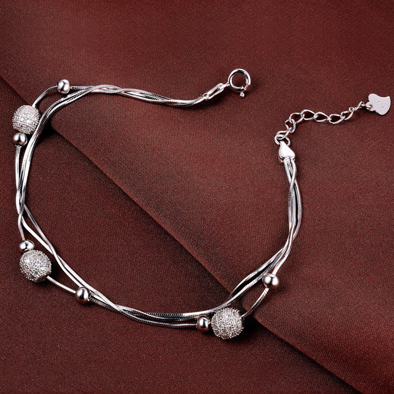 Personality Small  Bracelet S925 Silver Inlaid Zircon Designer Bracelet