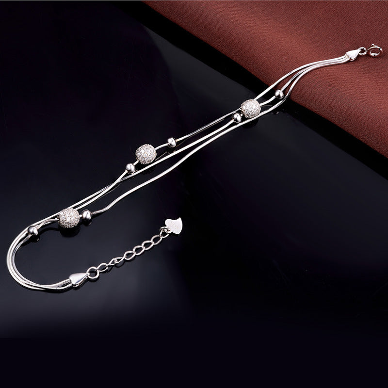 Personality Small  Bracelet S925 Silver Inlaid Zircon Designer Bracelet