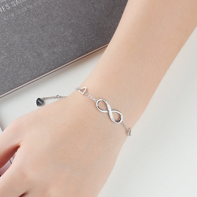 Infinite Love Sterling Silver Bracelets For Women Wedding Adjustable Bracelets & Bangles Anniversary Gift Jewel