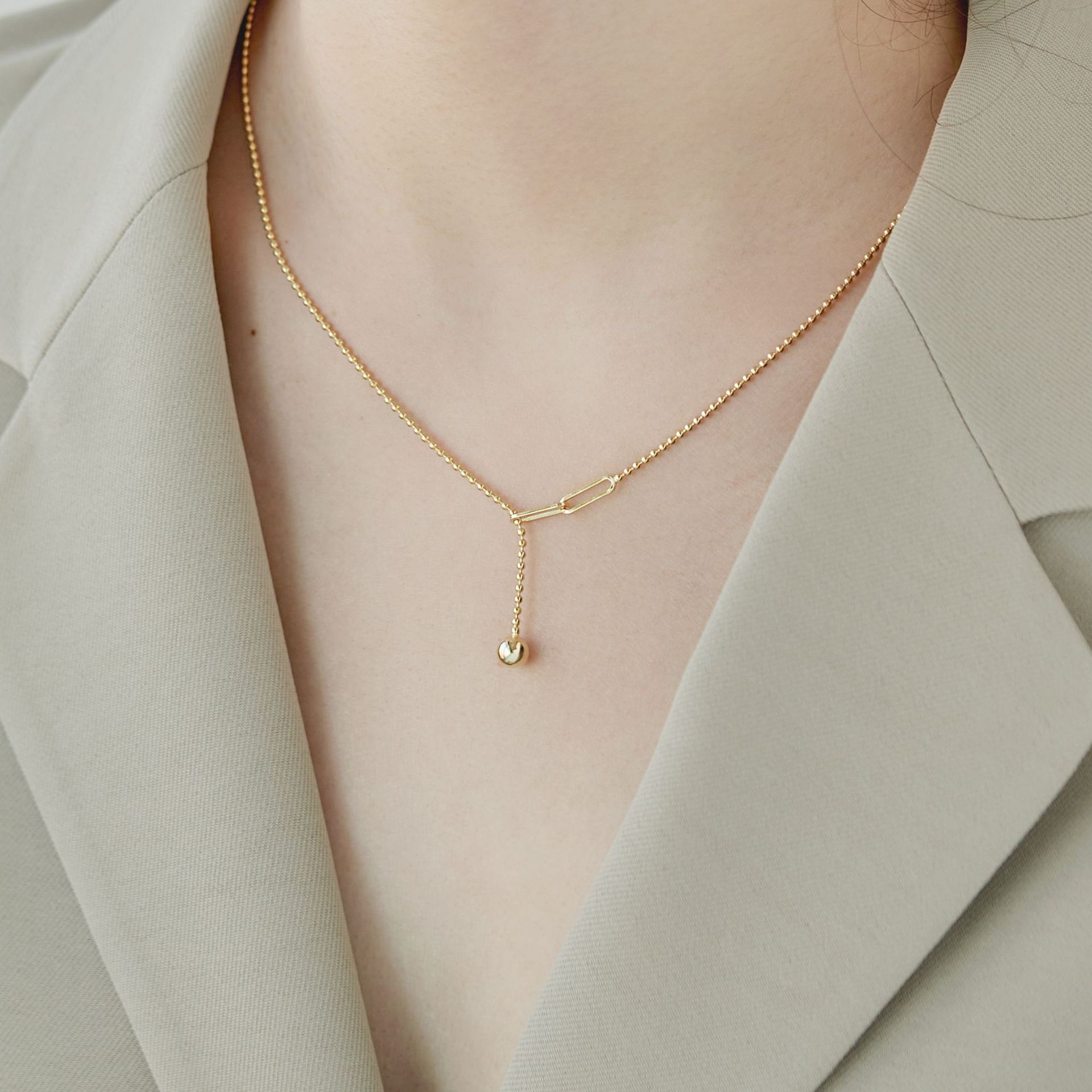 Tassel Ball Pendant Simple Elegant Necklace Women
