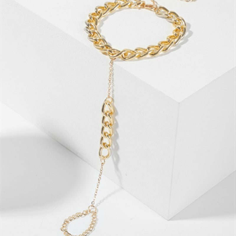Women's Simple Metal Chain Niche Hollow Geometric Jewelry Finger Chain Bracelets