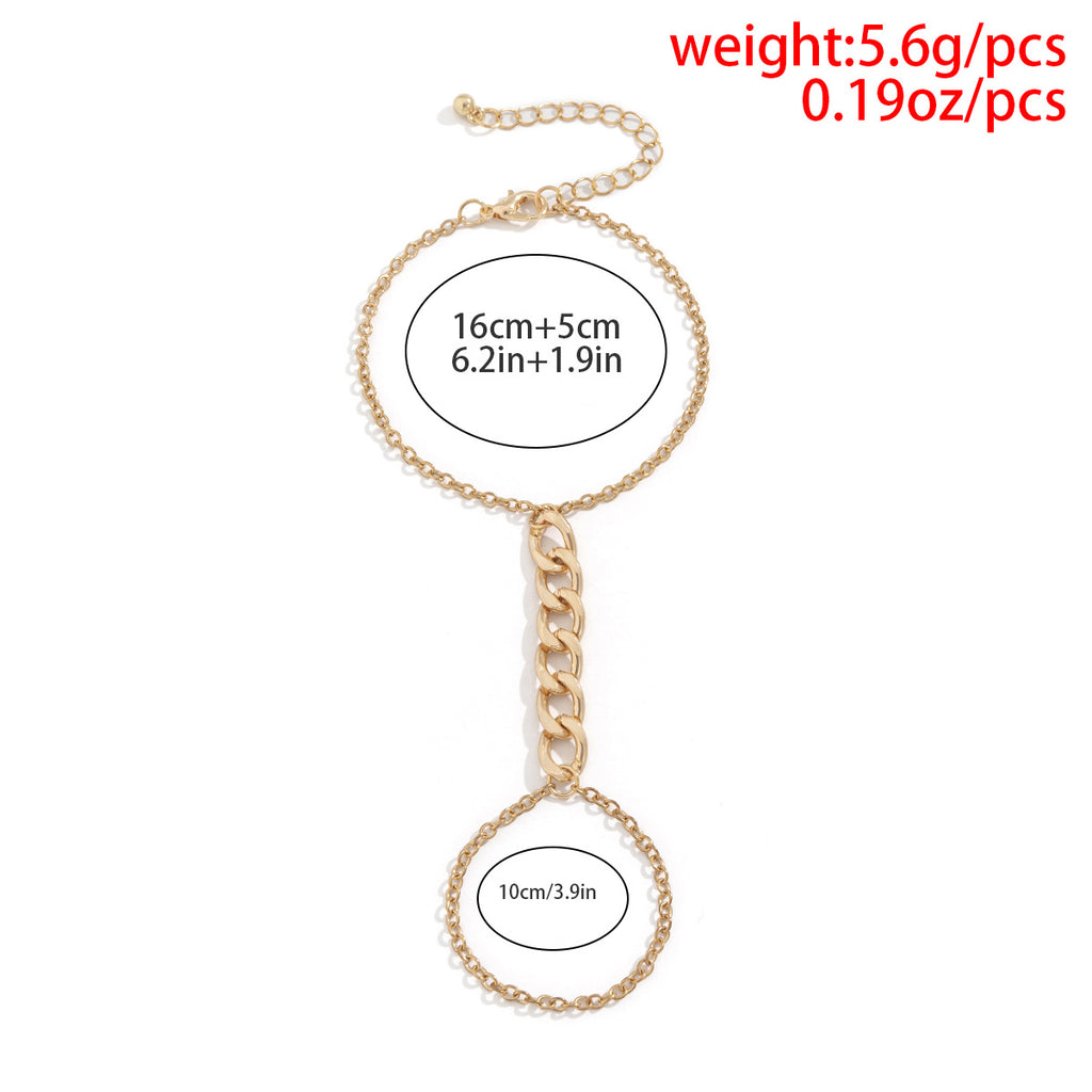 Women's Simple Metal Chain Niche Hollow Geometric Jewelry Finger Chain Bracelets