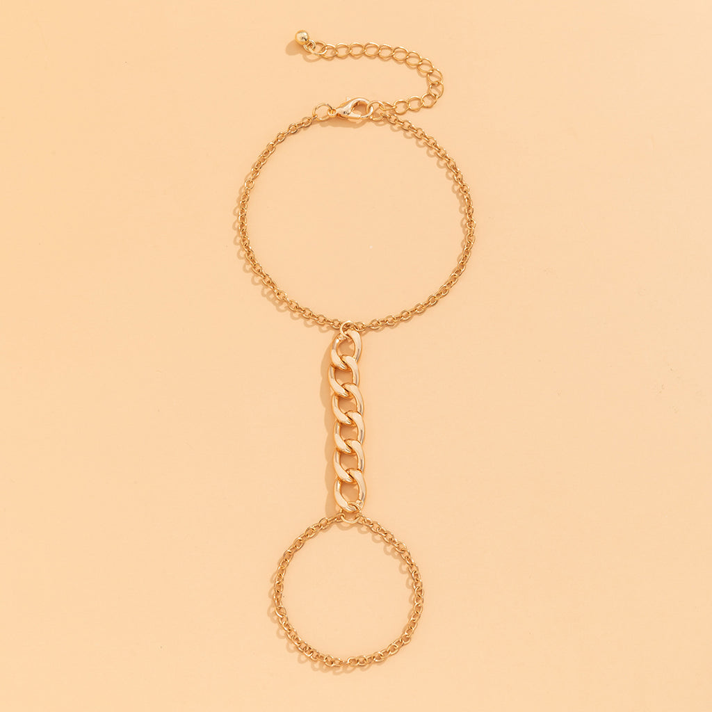 Women's Simple Metal Chain Niche Hollow Geometric Jewelry Finger Chain Bracelets