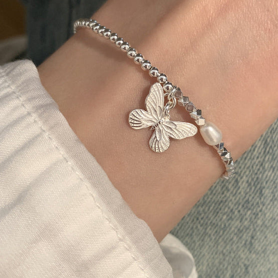 Sterling Silver Butterfly Pearl Small Pieces Of Silver Bracelet