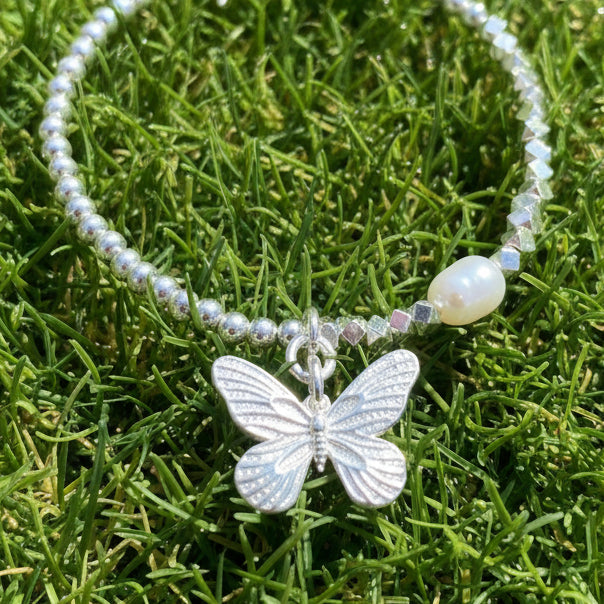 Sterling Silver Butterfly Pearl Small Pieces Of Silver Bracelet