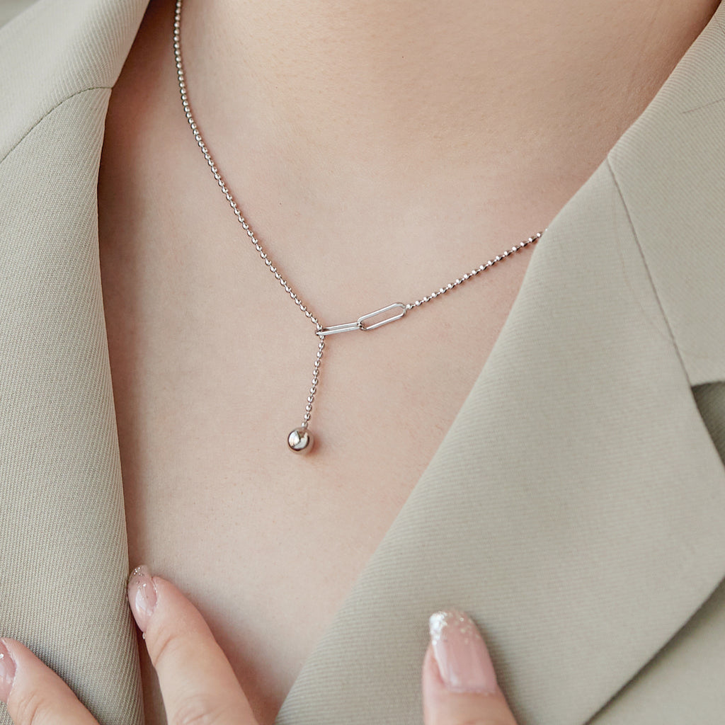Tassel Ball Pendant Simple Elegant Necklace Women