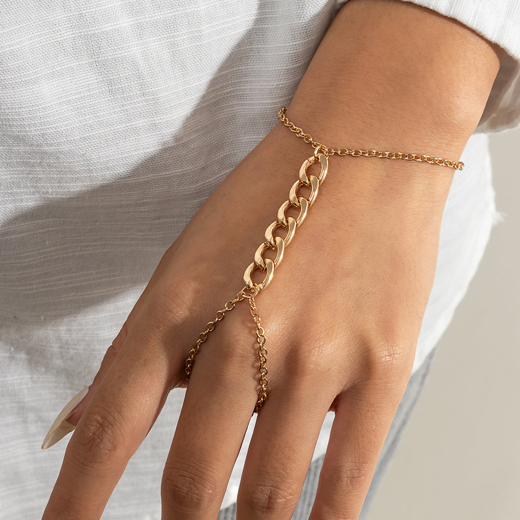 Women's Simple Metal Chain Niche Hollow Geometric Jewelry Finger Chain Bracelets